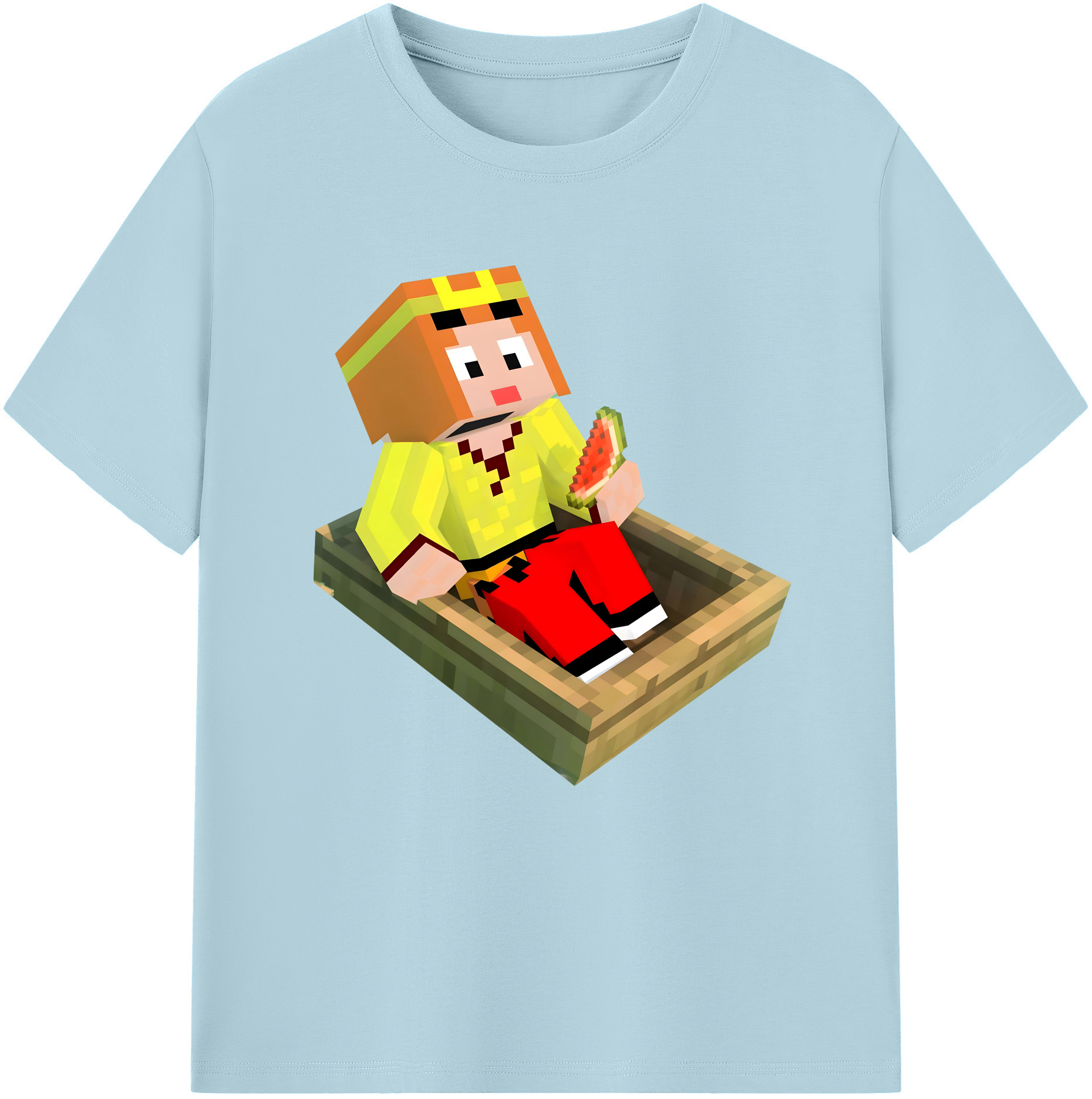 （画像用） マインクラフト ブロックの世界 Minecraft MC Block world 綿100％半袖Tシャツ（フロントプリント）